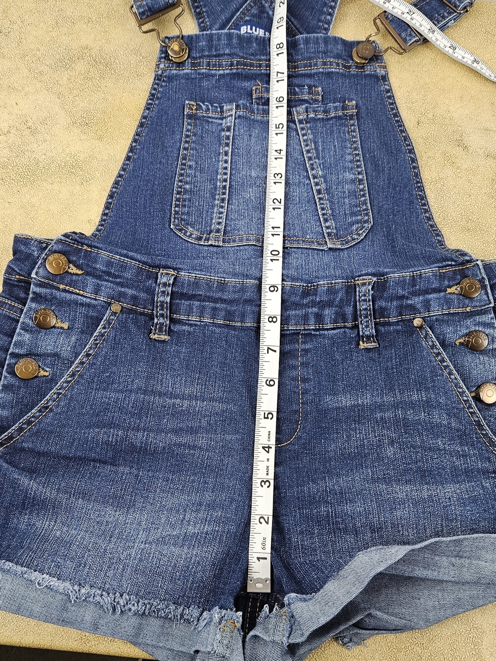 Blue Spice Dark Wash Denim Short Overalls Blue Size 7 - Picture 10 of 14